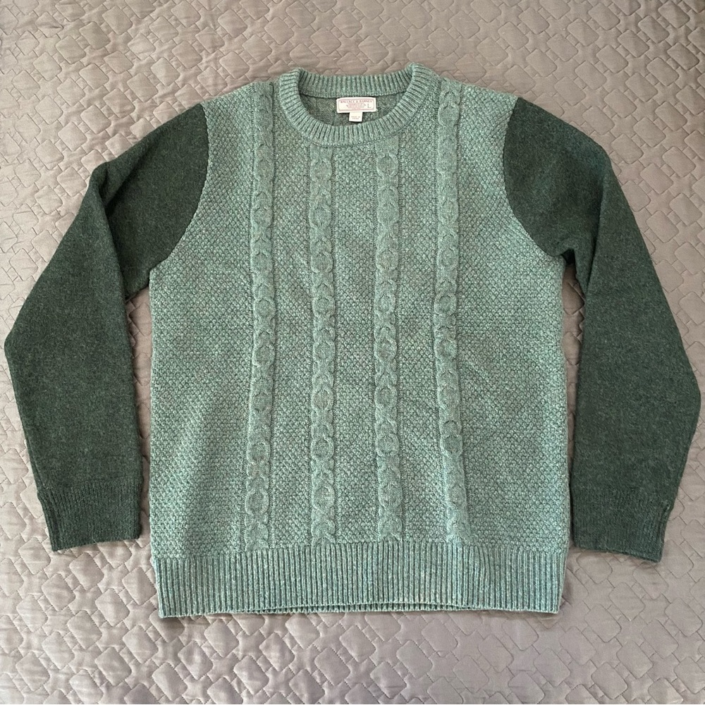 NEW ✅ Wallace & Barnes - Cable Knit Wool Green Sweater